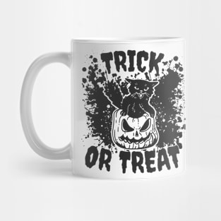 Trick-or-Treat Halloween Pumpkin with Black Cat Graphic Mug